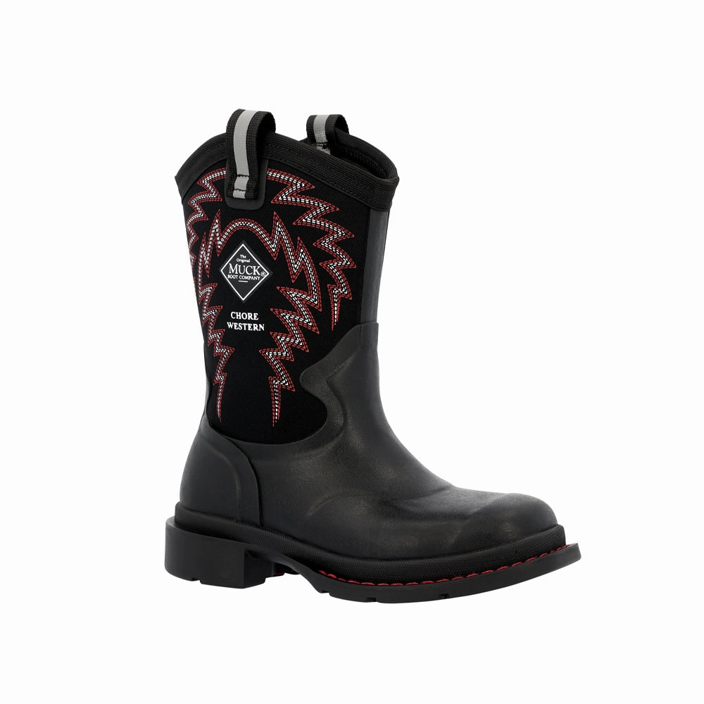 Chore Western Round Toe Pull On Boots (Toddler) Patent Glow Waterproof Outdoor Trek