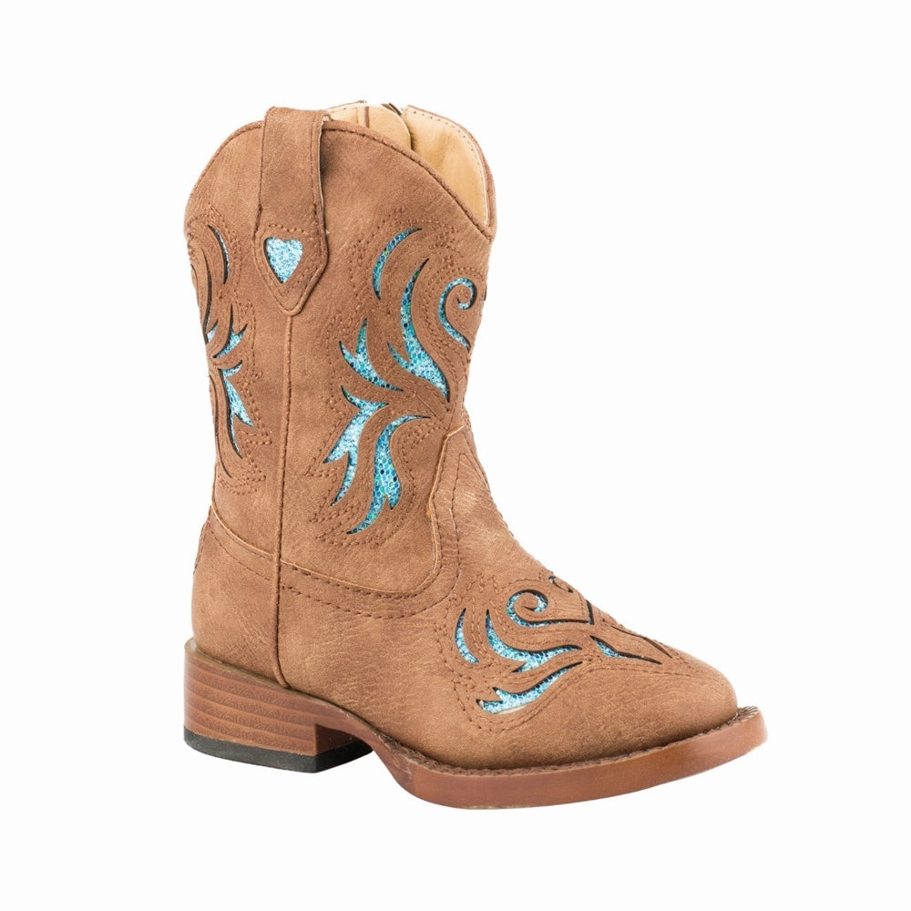 Casual Walk Glitter Breeze Inlay Square Toe Cowboy Boots (Toddler)