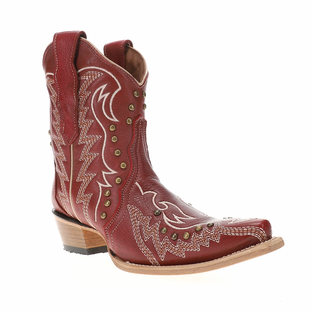 Embroidered Studded Snip Toe Cowboy Booties Rock Star High   Quality Leather