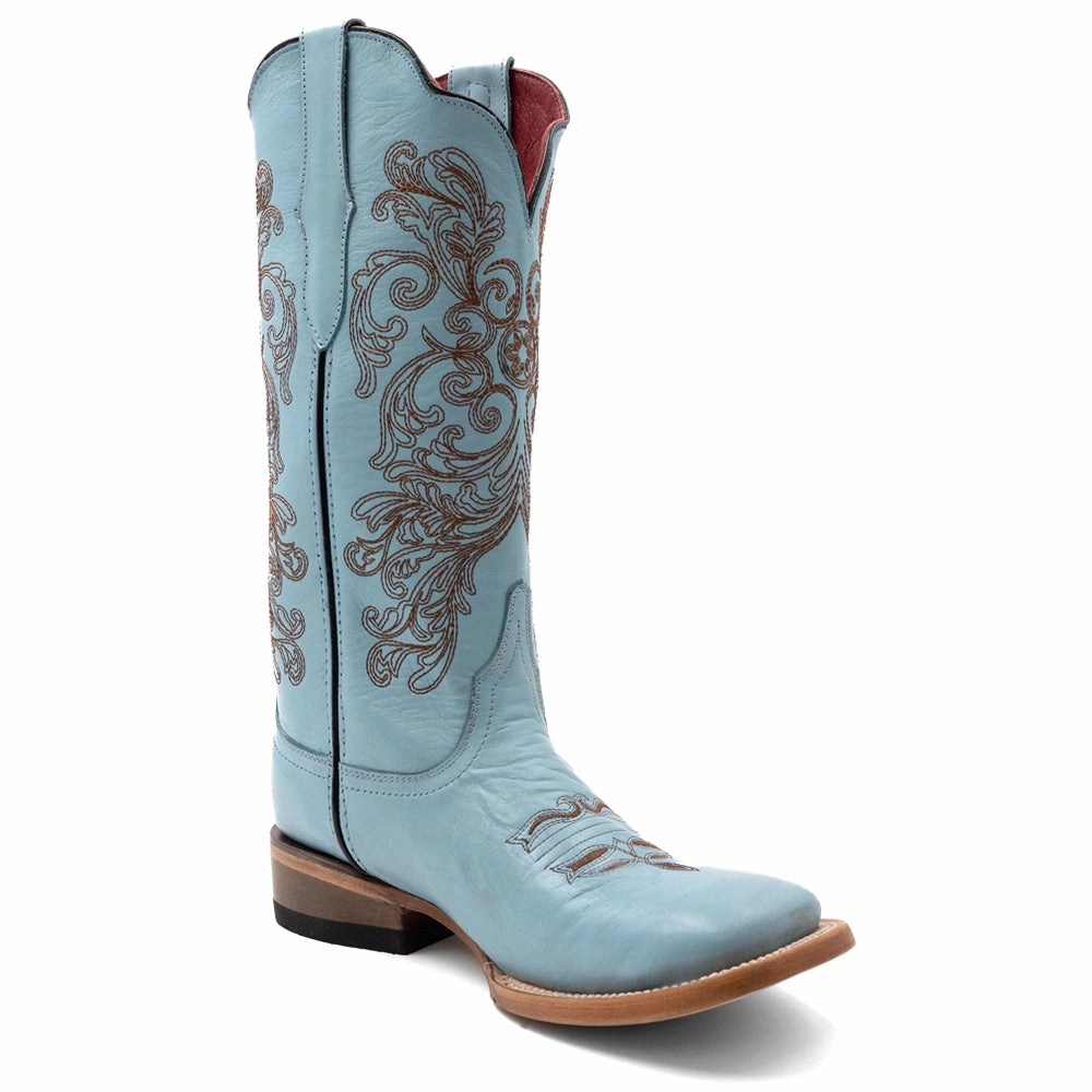 Ella Embroidered Square Toe Cowboy Boots Comfortable Support Everyday Walk