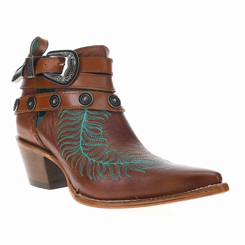 Embroidered Concho Harness Pointed Toe Cowboy Booties Art Gallery