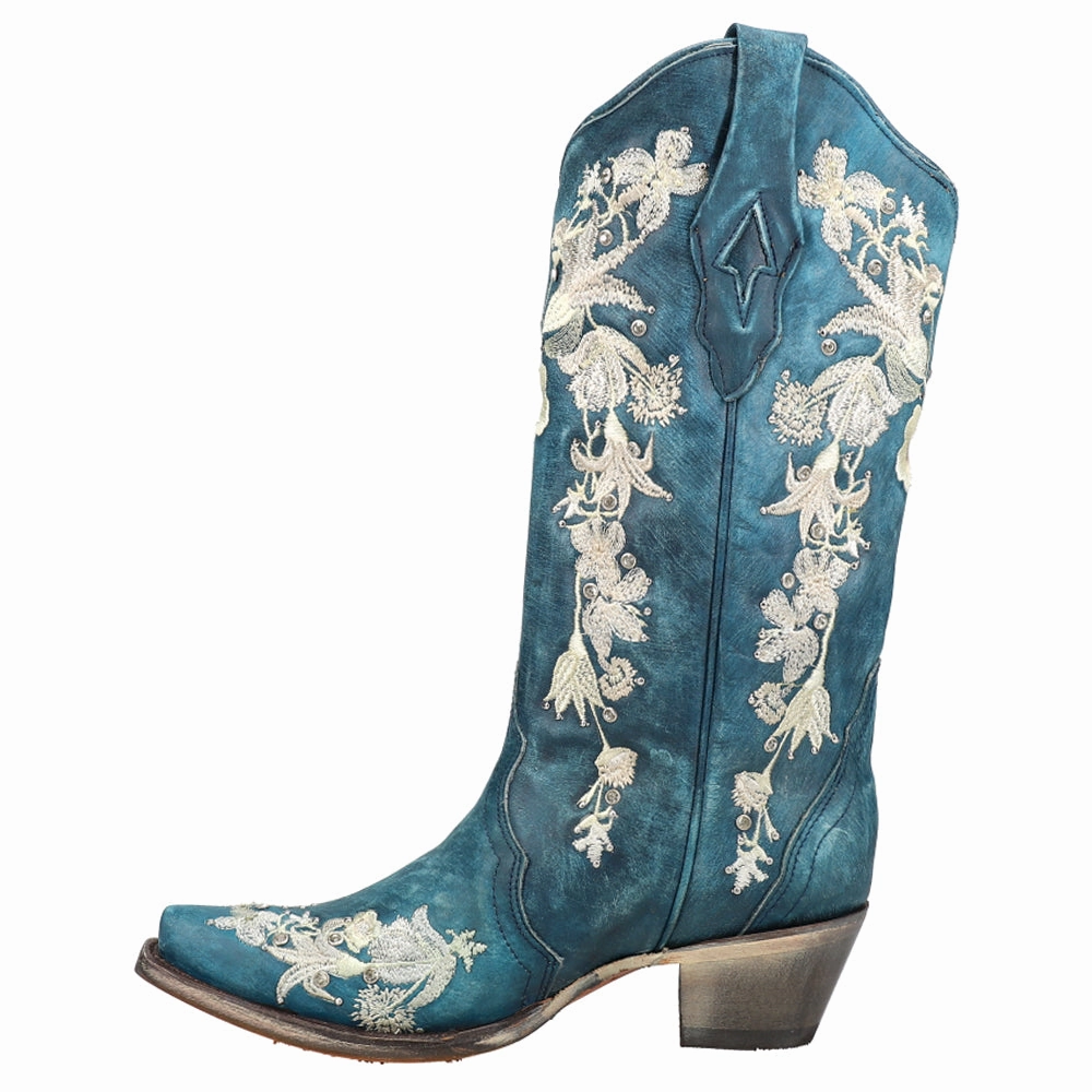 Square Toe Embroidered Snip Toe Cowboy Boots