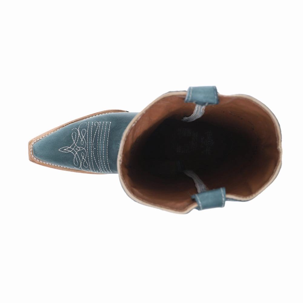 Chunky Sole Shock Absorbing Functional Minimalist Embroidered Snip Toe Pull On Cowboy Boots