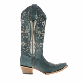 Modern Cut Embroidered Snip Toe Pull On Cowboy Boots