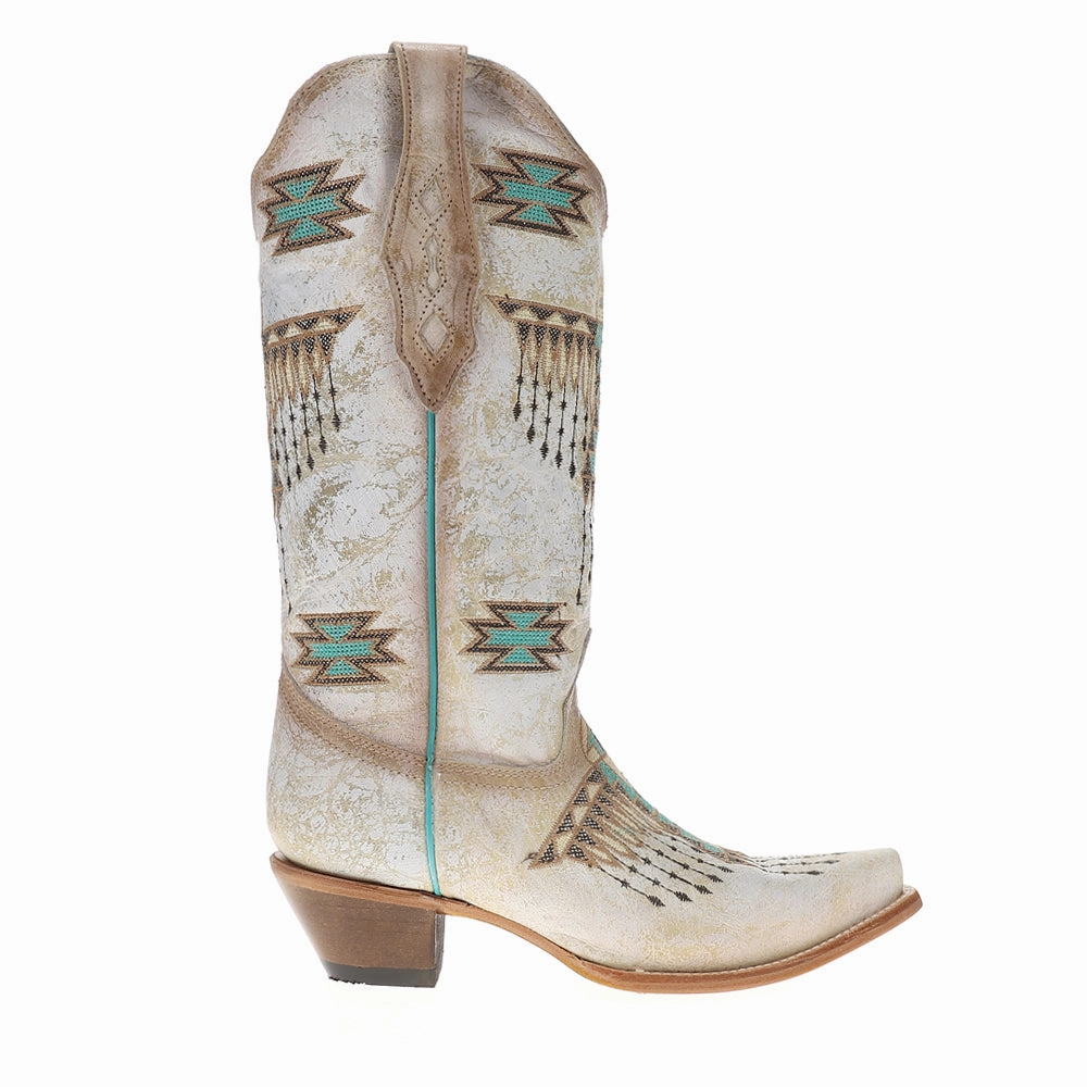 Embroidered Southwest Snip Toe Pull On Cowboy Boots Weatherproof Seam Sealing Insulated Fit