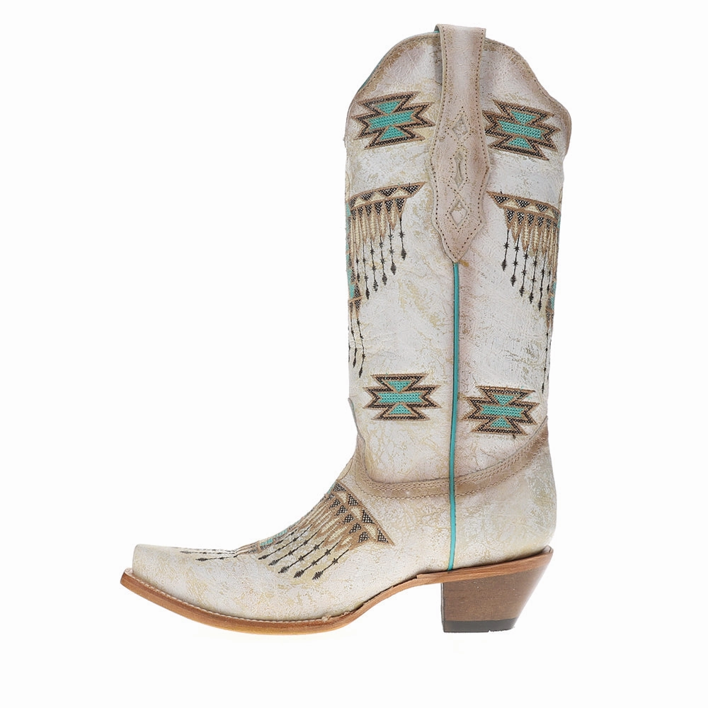 Molded Arch Contour Embroidered Southwest Snip Toe Pull On Cowboy Boots
