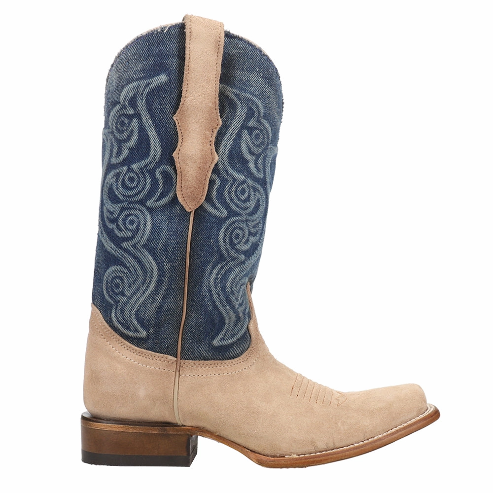 Embroidered Square Toe Pull On Cowboy Boots Street Walk