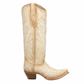 Embroidered Tall Snip Toe Cowboy Boots Stable Support Mountain Hike Multi Density Midsole