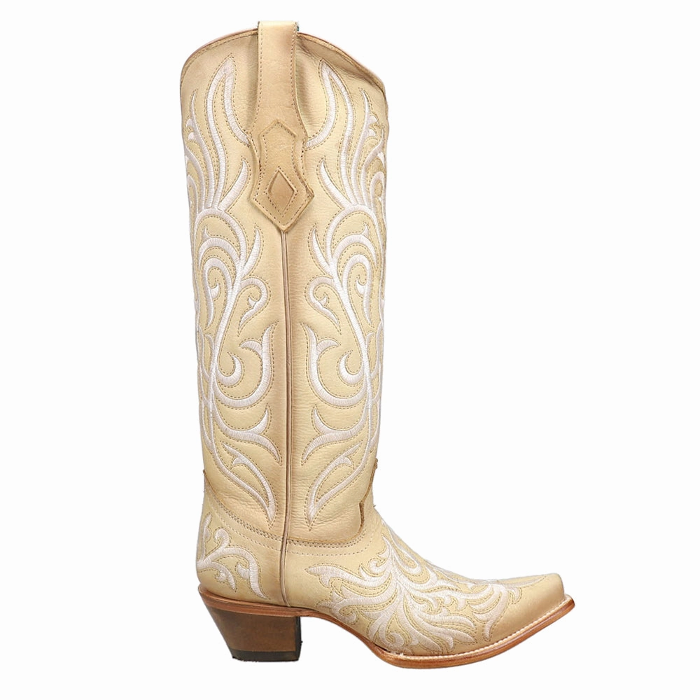Embroidered Tall Snip Toe Cowboy Boots Stable Support Mountain Hike Multi Density Midsole