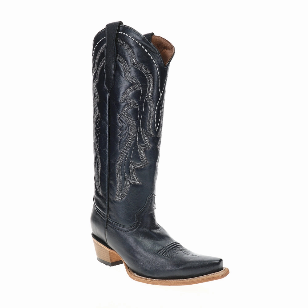 Low Profile Functional Minimalist Embroidered Tall Snip Toe Cowboy Boots