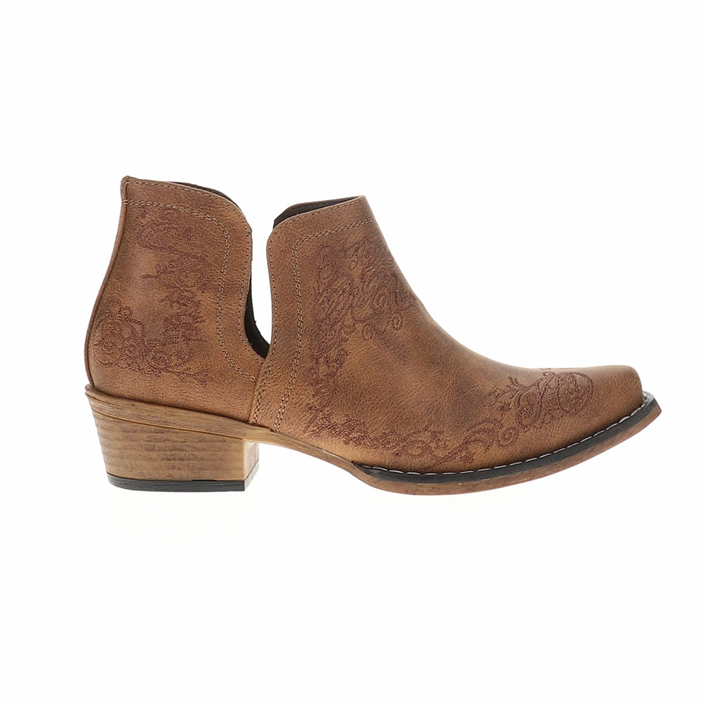 Ava Scroll Embroidered Snip Toe Cowboy Booties Soft Power Slip Resistant Rural Traveler