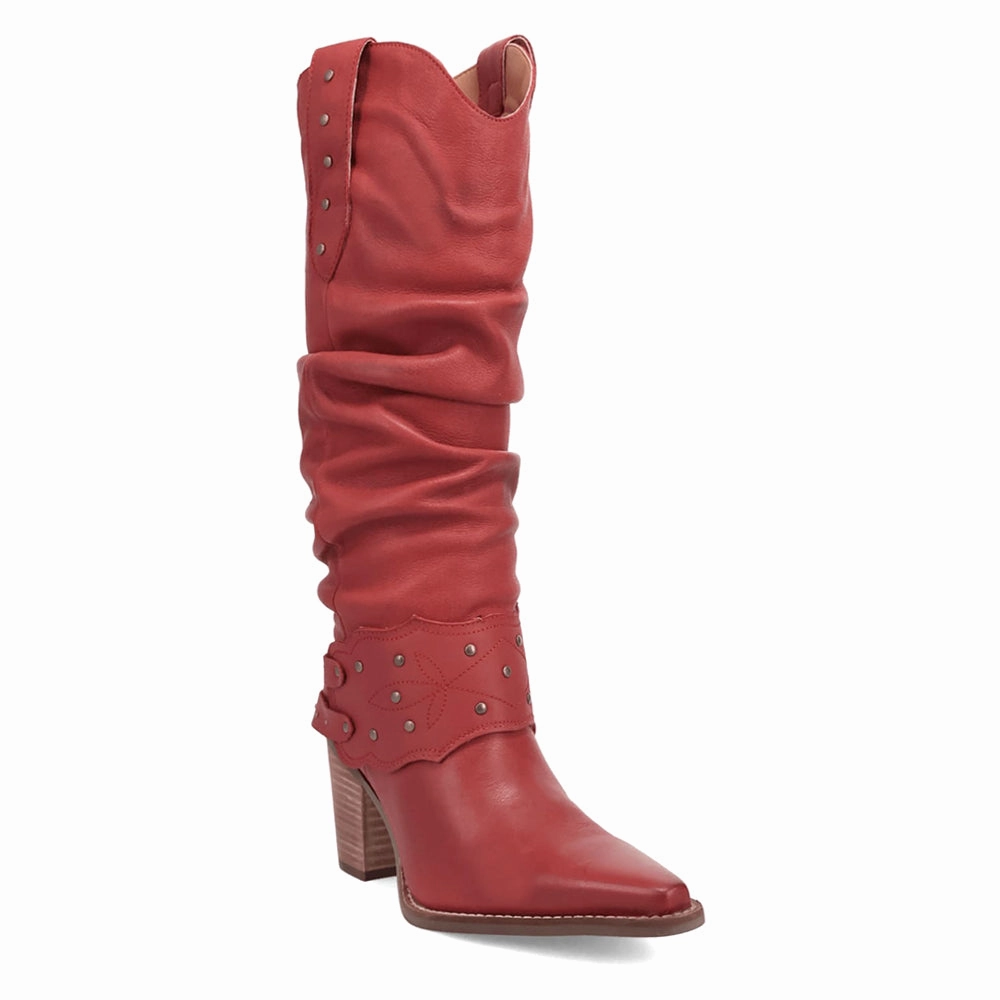 Grit N' Grace Slouchy Studded Snip Toe Pull On Cowboy Boots Sporty Look Breath Flow