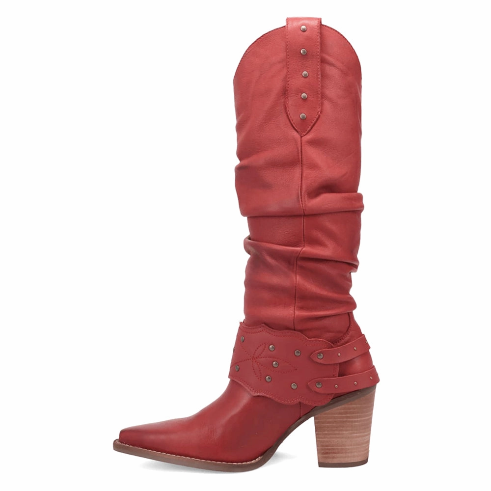 Sustainable Material Blend Grit N' Grace Slouchy Studded Snip Toe Pull On Cowboy Boots