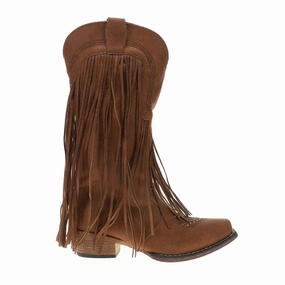 Dolly Fringe Studded Snip Toe Pull On Cowboy Boots Bold Red