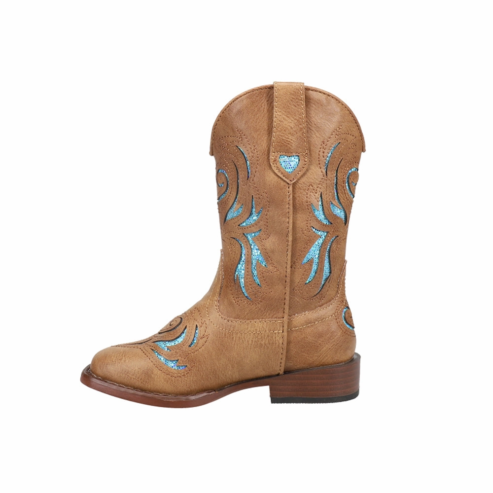 Glitter Breeze Square Toe Cowboy Boots (Little Kid-Big Kid) Scratch Resistant Finish