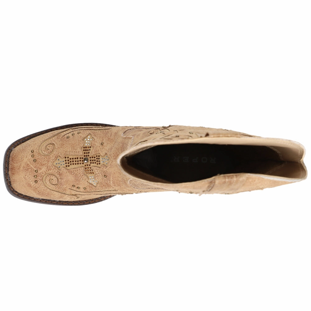 Faith Rhinestone Square Toe Cowboy Boots City Utility