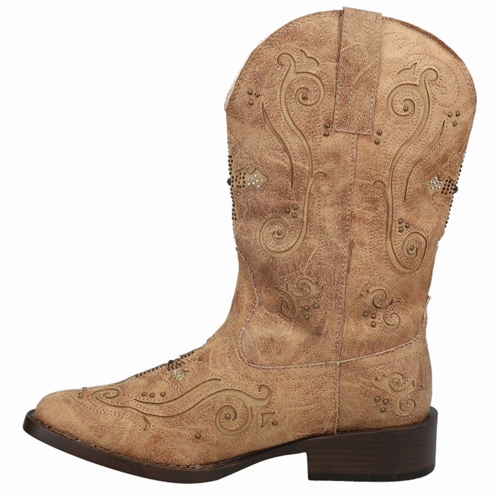Compression Resistant Foam Faith Rhinestone Square Toe Cowboy Boots