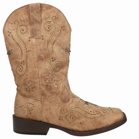 Daily Mission Faith Rhinestone Square Toe Cowboy Boots