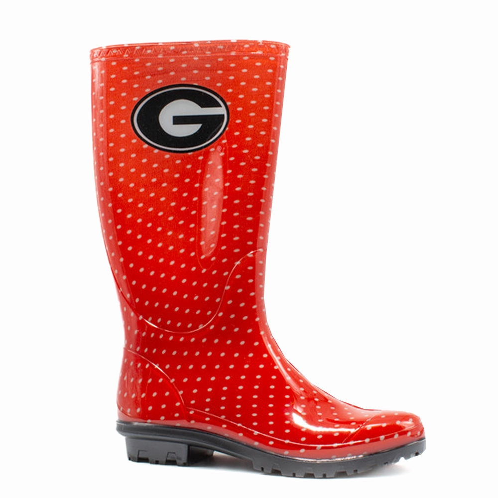 University of Georgia Polka Dot Round Toe Rain Boots Flex Groove Technology
