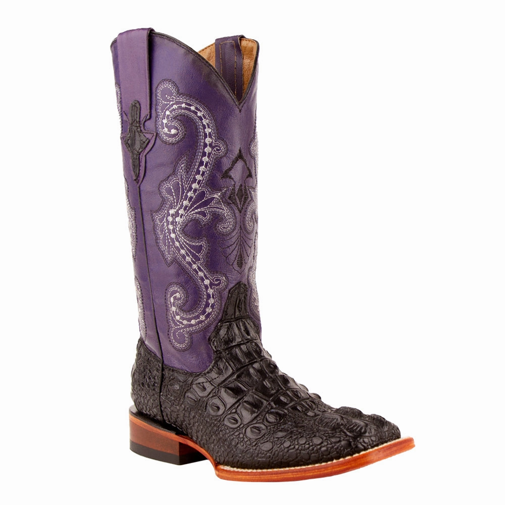 Stable Support Remote Hiking Rancher Caiman Print Square Toe Cowboy Boots