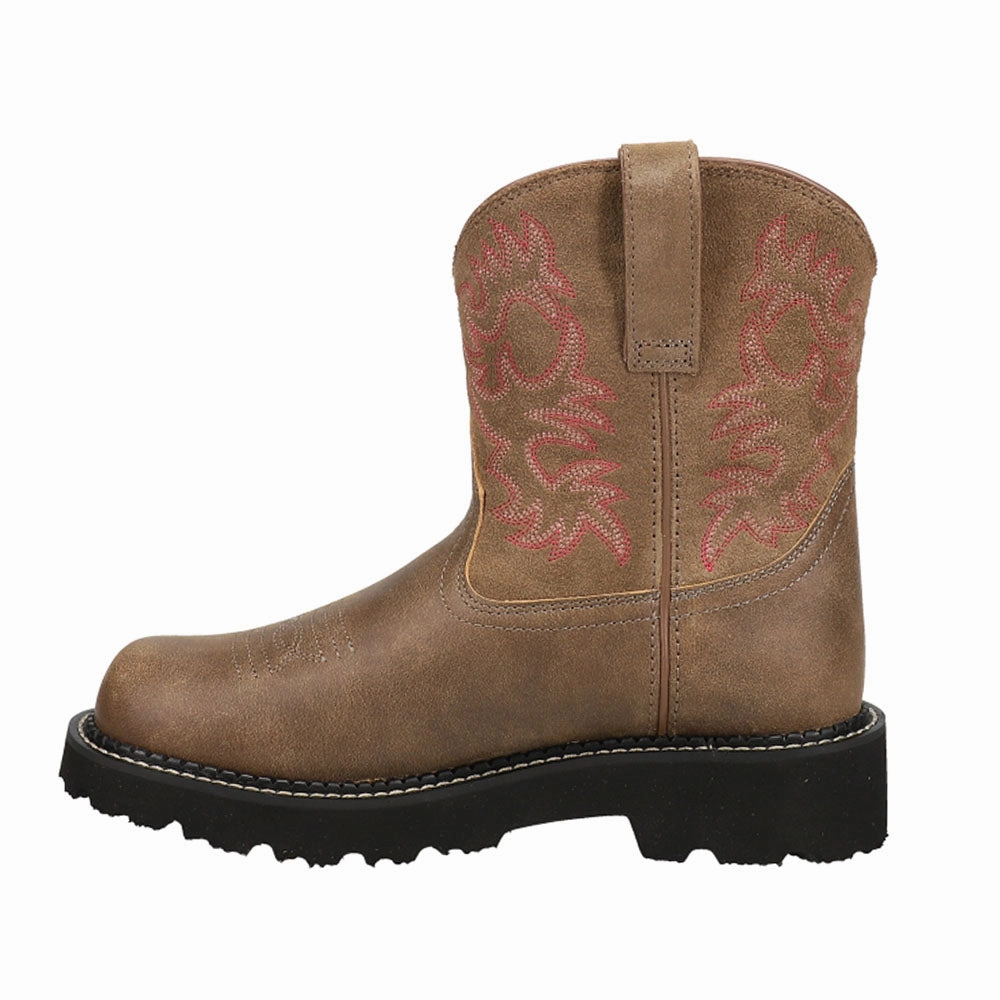 Fatbaby Embroidered Round Toe Pull On Boots Fashionable Look