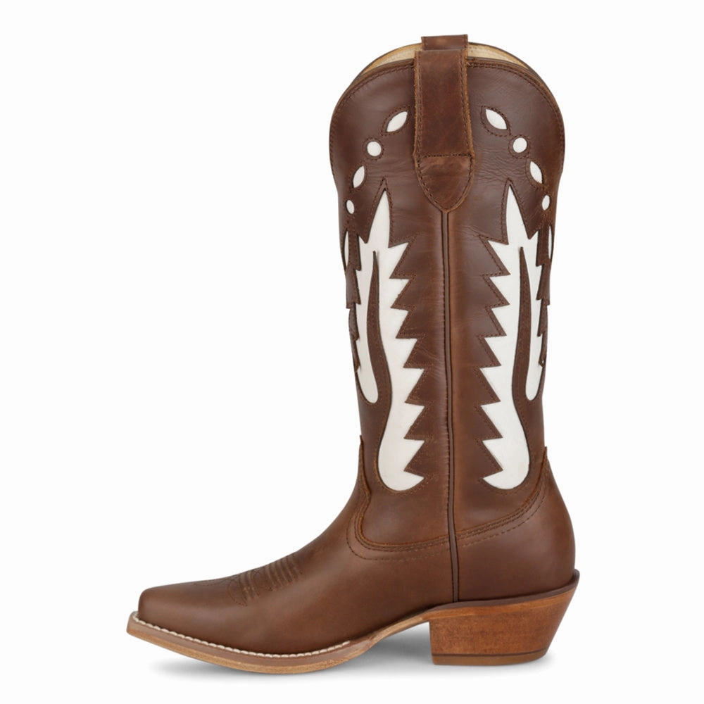 Faye 13 Inch Tooled Inlay Snip Toe Pull On Cowboy Boots Indoor Use Square Toe