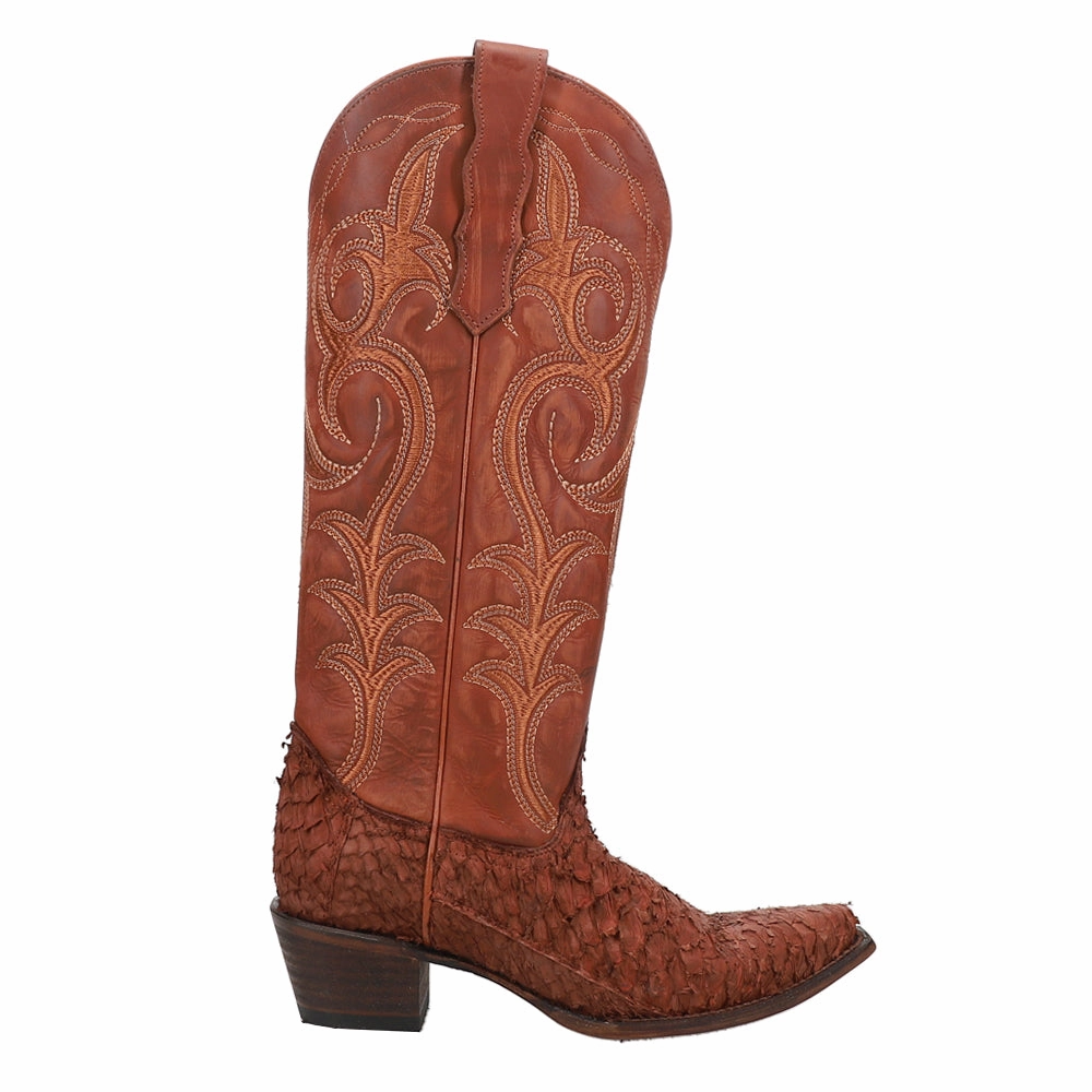 City Utility Dust proof Fish Embroidered Snip Toe Cowboy Boots