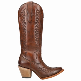 Cognac Embroidered Snip Toe Cowboy Boots Padded Interior Cold Weather Commuter Traction Enhanced Base