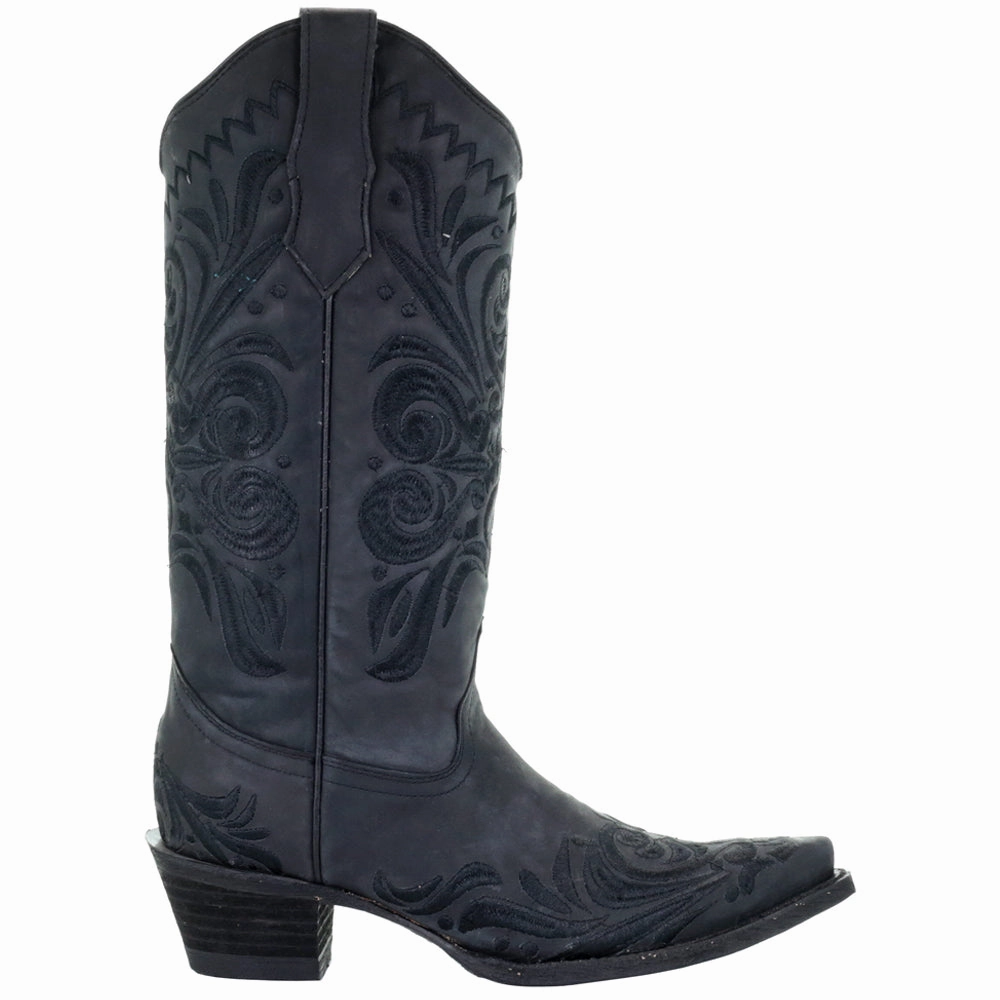 Filigree Embroidery Snip Toe Cowboy Boots Waterproof Trail Exploration Compact Frame