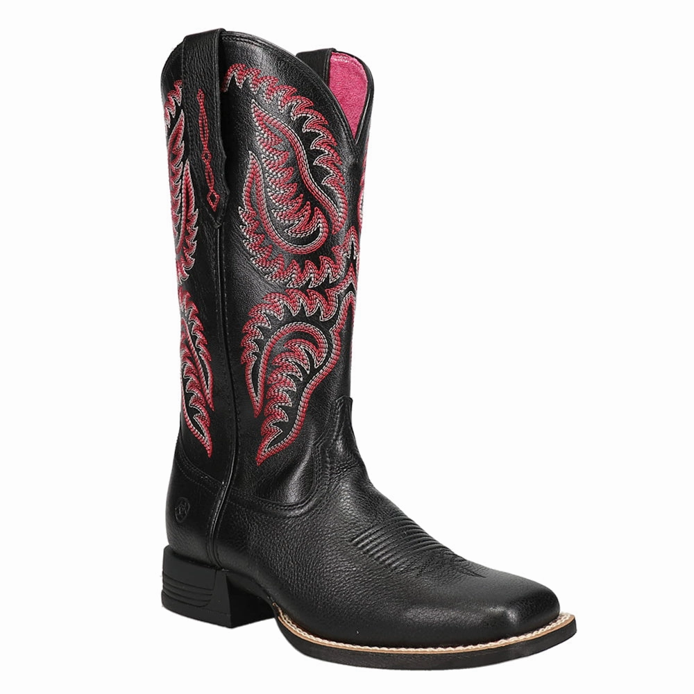 Reinforced toe Cattle Caite Stretchfit Embroidered Square Toe Cowboy Boots