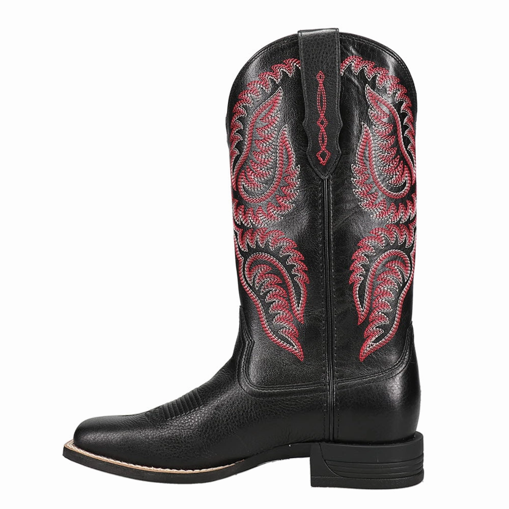 Rough Ground Trendy Protection Cattle Caite Stretchfit Embroidered Square Toe Cowboy Boots
