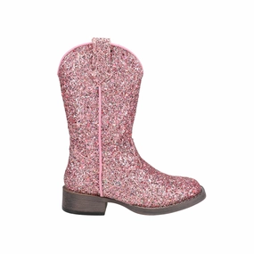 Glitter Galore Square Toe Cowboy Boots (Little Kid) Grippy Outsole Work Commute