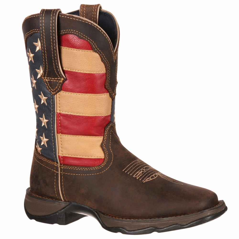 Weatherproof Seam Sealing Lady Rebel Patriotic Square Toe Cowboy Boots