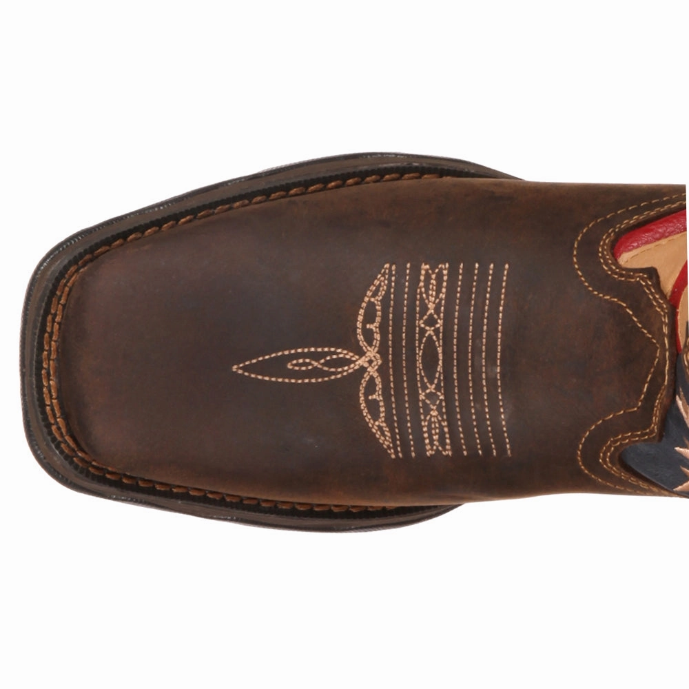 Lady Rebel Patriotic Square Toe Cowboy Boots Stable Support Urban Commute