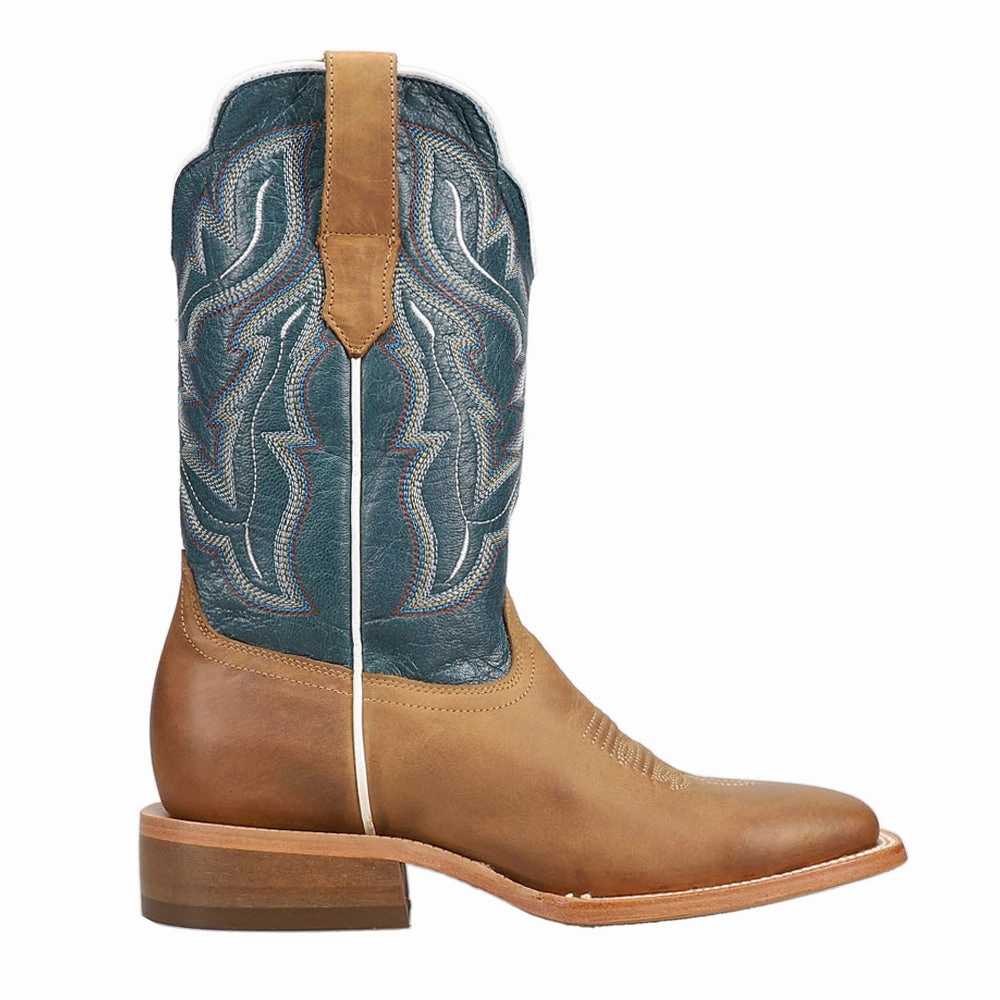 Goat Embroidered Wide Square Toe Cowboy Boots Coffee Shop