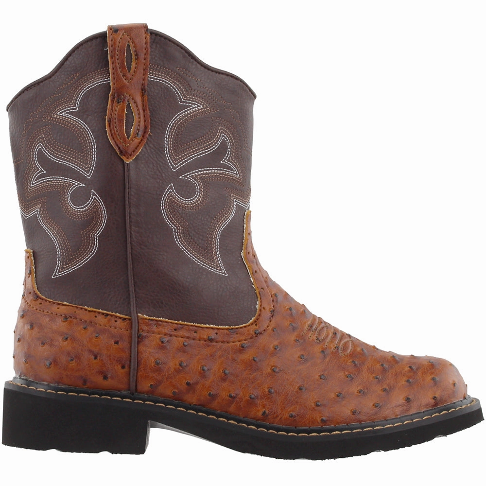 Rugged Protection Chunk Rider Ostrich Embroidery Round Toe Cowboy Boots
