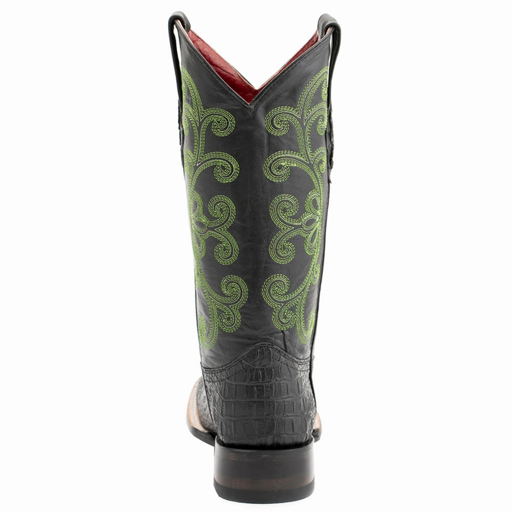 Cushioned Step Rough Terrain Stampede Croco Print Square Toe Cowboy Boots