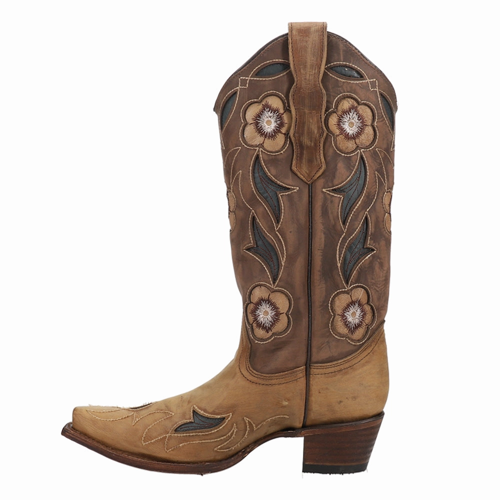 Thermal Core Weekend Camping Floral Embroidered Tooled Inlay Snip Toe Cowboy Boots