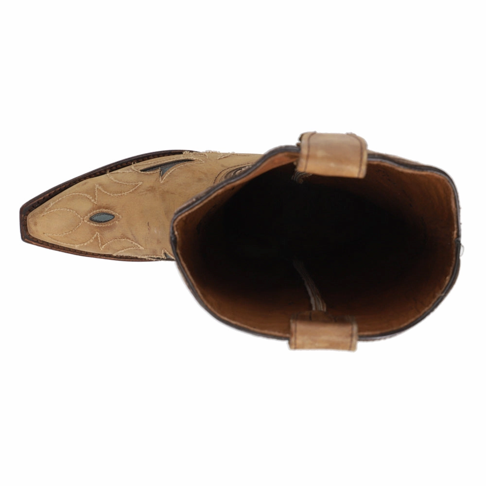 Floral Embroidered Tooled Inlay Snip Toe Cowboy Boots Daily Rugged