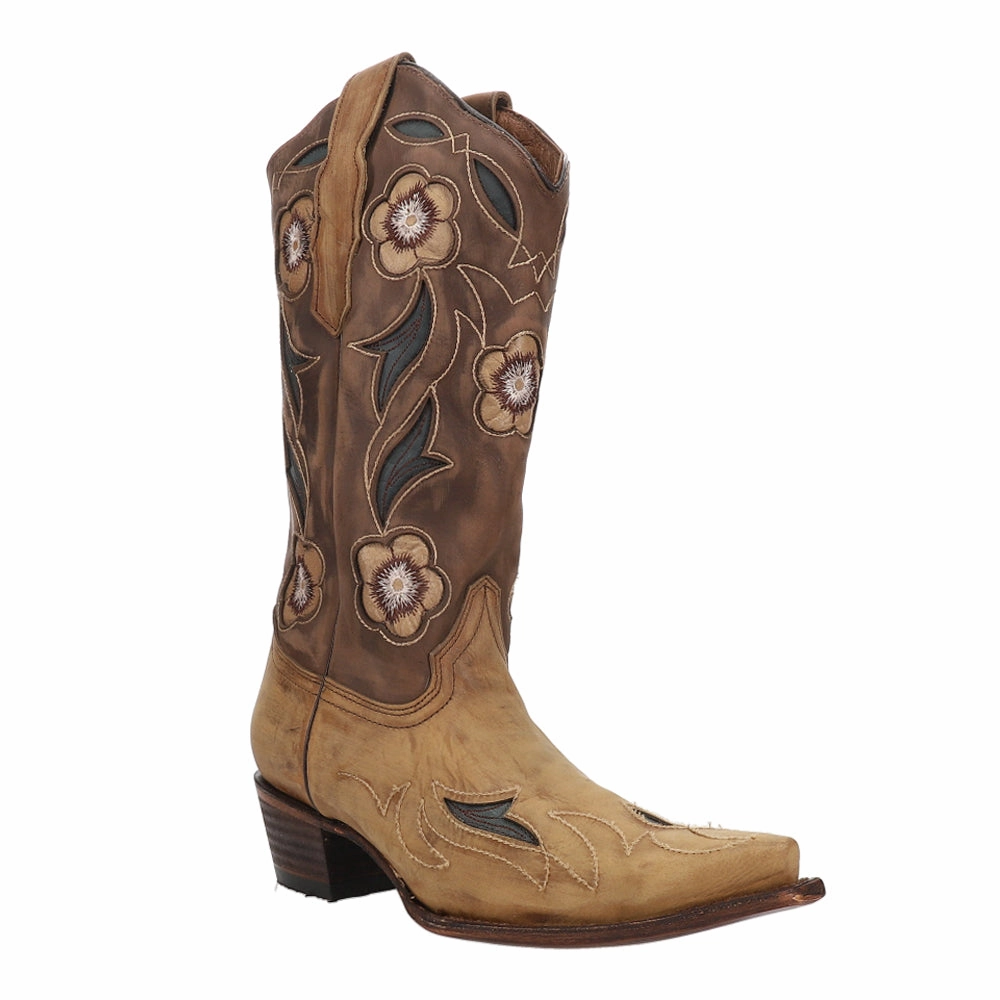 Padded Interior Rough Trail Hiker compression Floral Embroidered Tooled Inlay Snip Toe Cowboy Boots
