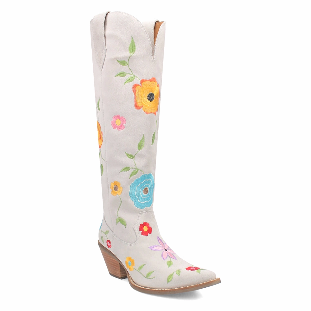 Anti-odor technology Flower Power Embroidered Floral Snip Toe Pull On Cowboy Boots