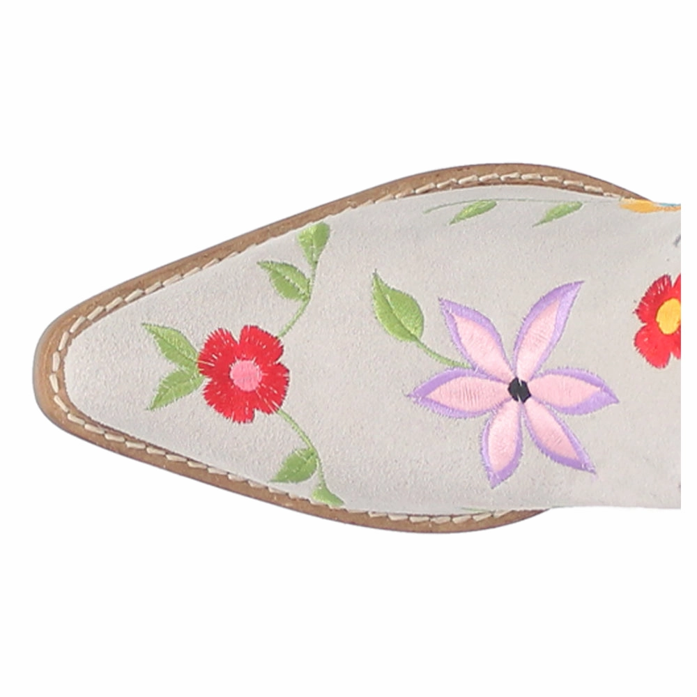 Flower Power Embroidered Floral Snip Toe Pull On Cowboy Boots Durable Shell Trail Exploration