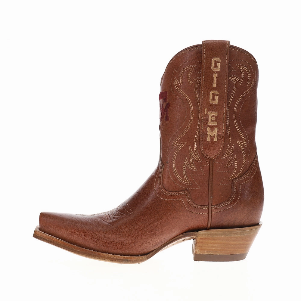 Texas A&M Gameday Snip Toe Pull On Cowboy Booties Torsional Stability