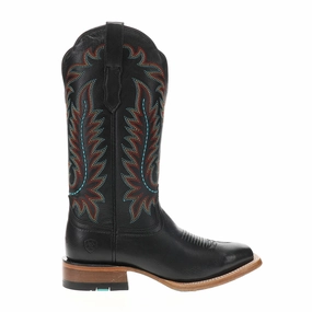 Frontier Tilly Embroidered Square Toe Pull On Cowboy Boots Slim Profile Thermal Lining