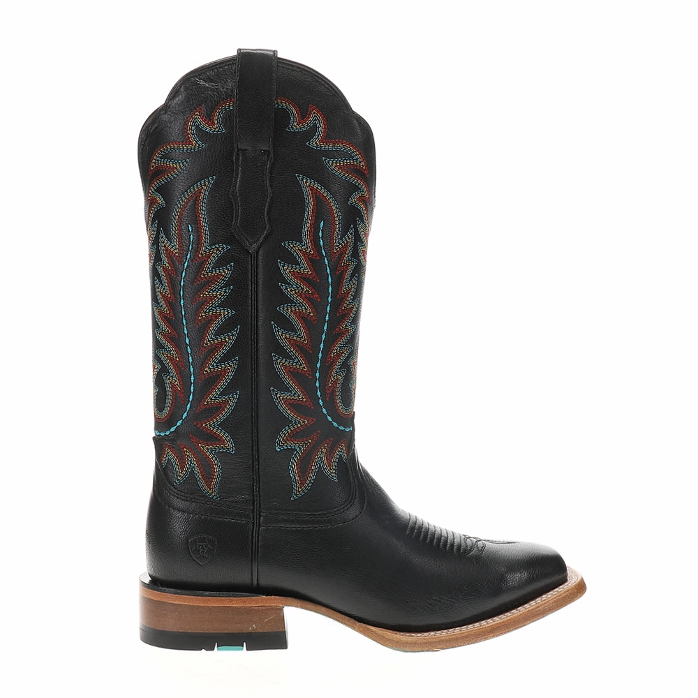 Frontier Tilly Embroidered Square Toe Pull On Cowboy Boots Slim Profile Thermal Lining