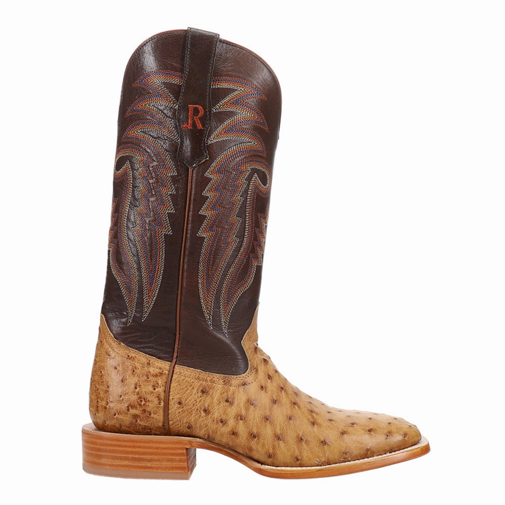 Full Quill Ostrich Embroidered Square Toe Cowboy Boots cyclists' Sculpted wear