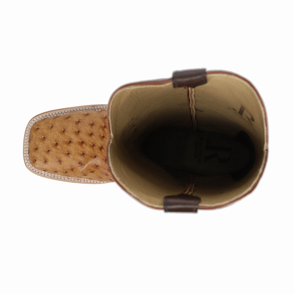 Heel Lock Technology Friction reduction Full Quill Ostrich Embroidered Square Toe Cowboy Boots