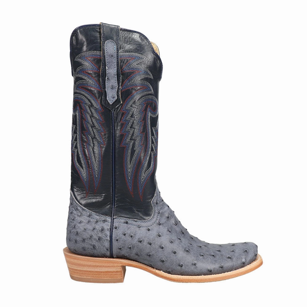 athletes' Full Quill Ostrich Embroidered Square Toe Cowboy Boots