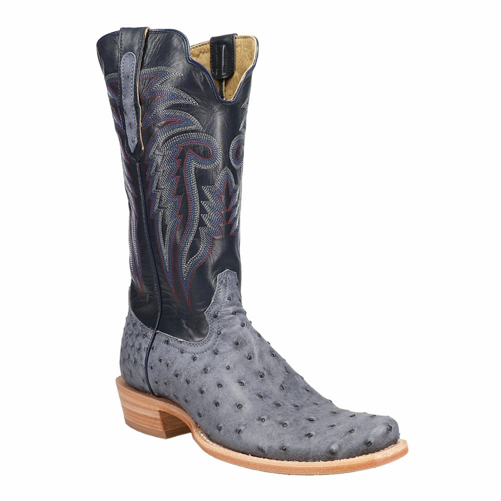 Non Toxic Coating Compact Full Quill Ostrich Embroidered Square Toe Cowboy Boots