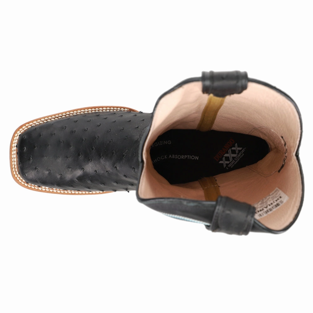 Full Quill Ostrich Embroidered Square Toe Pull On Cowboy Boots cricket Bold piece